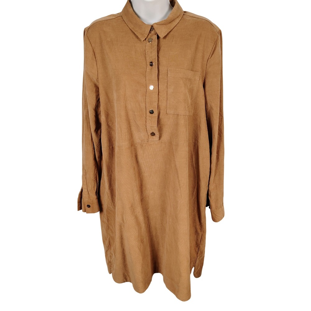 Street One Womens SZ 42 Corduroy Tunic Dress Brown Cotton Gorpcore Cabincore